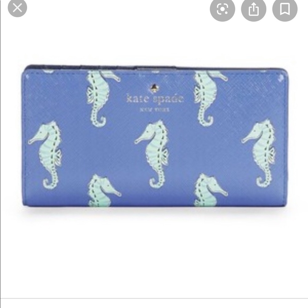 Blue 'Cedar Street Seahorses'-Lacey' Zip Wallet